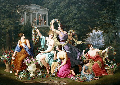 Women braiding wreaths, 1828, Heinrich Anton Dähling