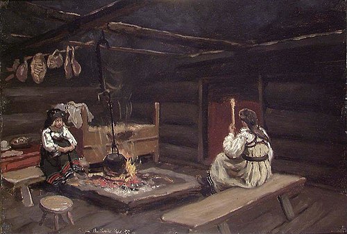 Farm Interior from Ose in Setesdal, 1878, Olaf Isaachsen