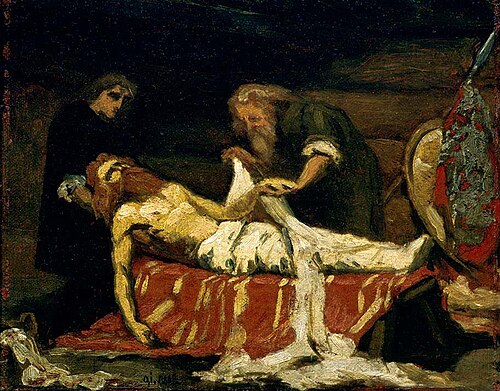 The winding of St. Olav's Body, 1880, Olaf Isaachsen