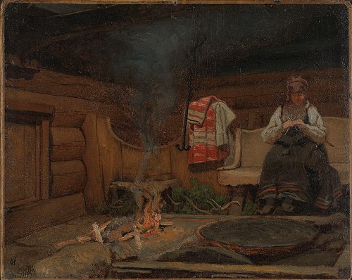 Farm Interior from Setesdal, 1860, Olaf Isaachsen