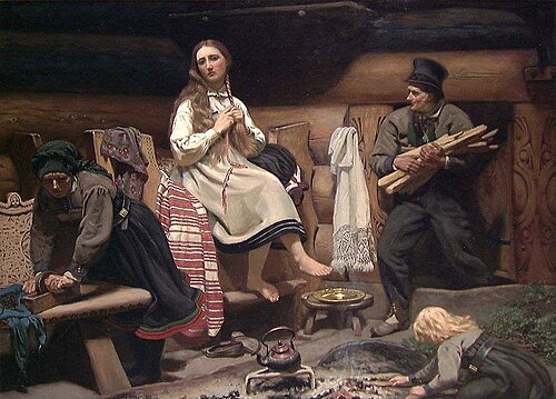 Old Farm Interior from Setesdal, 1869, Olaf Isaachsen
