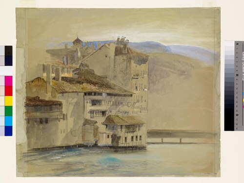 Old Houses on the Rhône Island, Geneva, 1862, John Ruskin