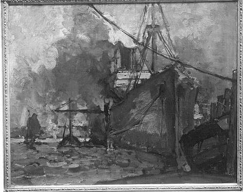 Rotes Schiff im Hafen, 1925, Theodor Hummel