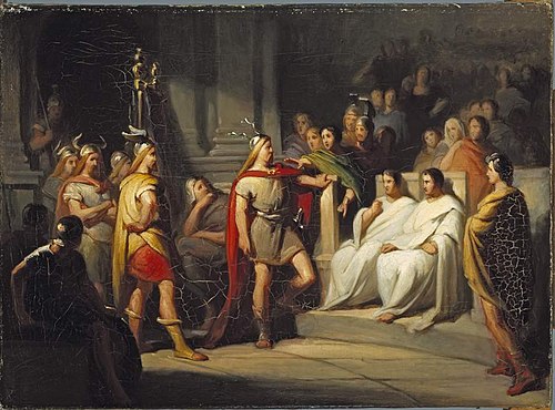 Anno 59. De Friese gezanten eisen een plaats tussen de Romeinse senatoren, 1850, Antonie Frederik Zürcher