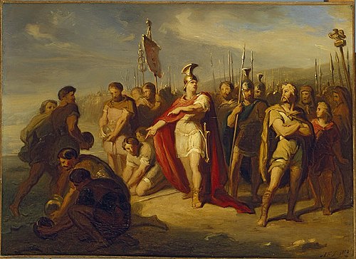 Anno 40. Een Kaninefaat bespot keizer Caligula om zijn overwinning op de zee, 1850, Antonie Frederik Zürcher