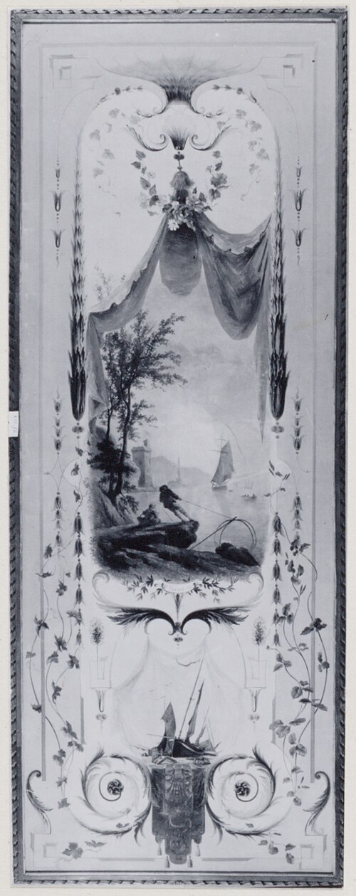 Wanddecoratie met visser, 1873, Paul-Alfred Colin