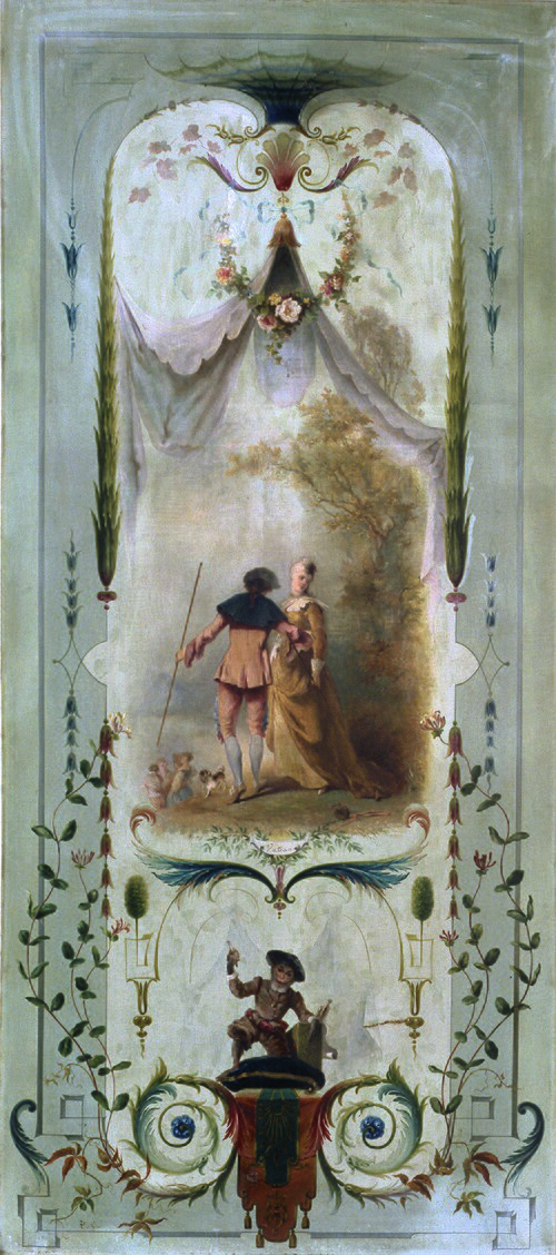 Wanddecoratie met liefdespaar, 1873, Paul-Alfred Colin