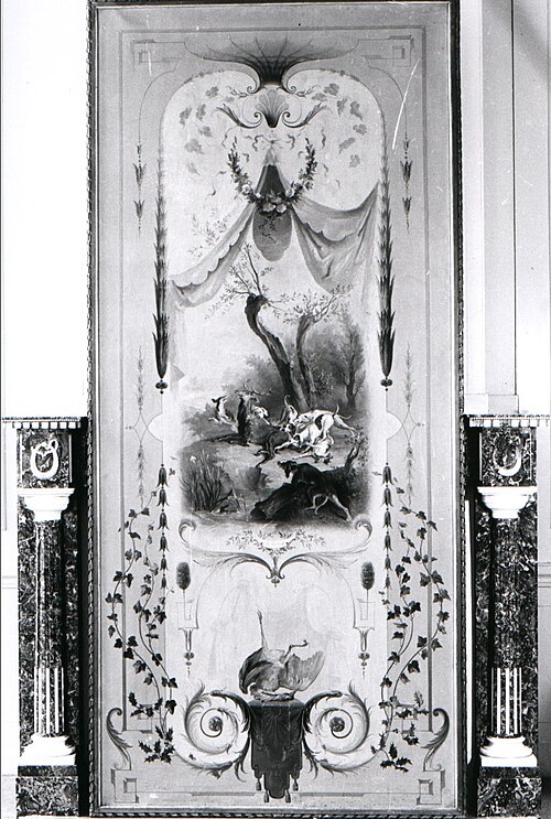 Wanddecoratie met hert en honden, 1873, Paul-Alfred Colin