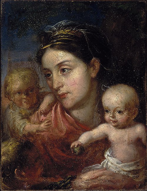 Wife's portrait with children, 1833, Walenty Wańkowicz
