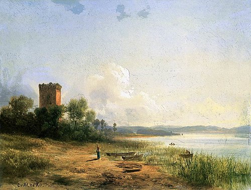 View of the Lake Trasimeno, 1850, Károly Markó the Younger