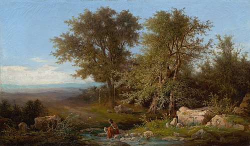 Landscape with a River and Group of Trees, 1870, Károly Markó the Younger