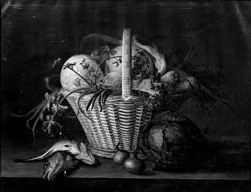A Basket with Vegetables, 1840, Frants Diderik Bøe