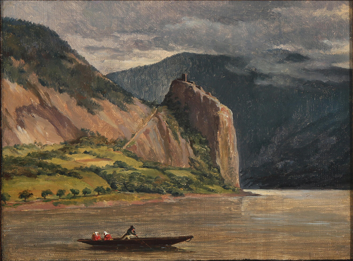 Riverscape with a boat, , Adam August Müller