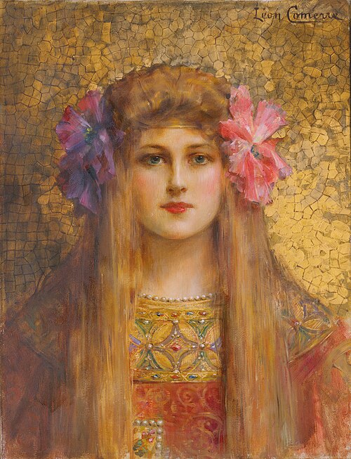 Portrait of Woman in Flowery Turban, , Léon-François Comerre