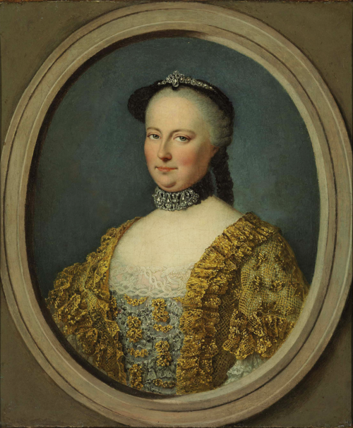Portrait of Maria Theresa, Empress of Austria, half-length, in a feigned stone oval, 1750, Pierre Bernard