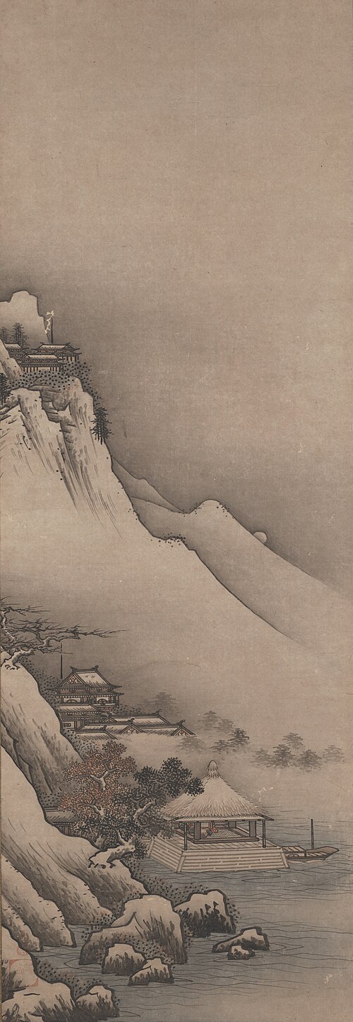 Landscape of Winter and Spring, from a triptych of Bodhidharma and Landscapes of the Four Seaons, , Unkoku Tōeki
