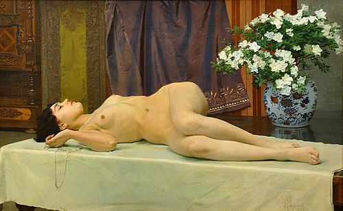 Reclining nude, 1912, Vojtěch Hynais