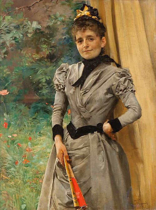 Portrait of a Lady with a Fan, 1891, Vojtěch Hynais