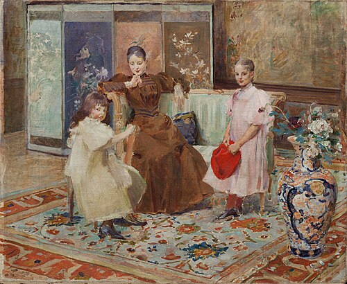 Mrs Hrušová with Daughters (Family Portrait), 1890, Vojtěch Hynais