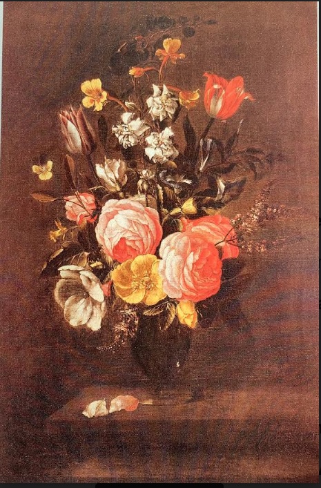 Flower bouquet in a glass vase, 1650, Jan Anthonie van der Baren