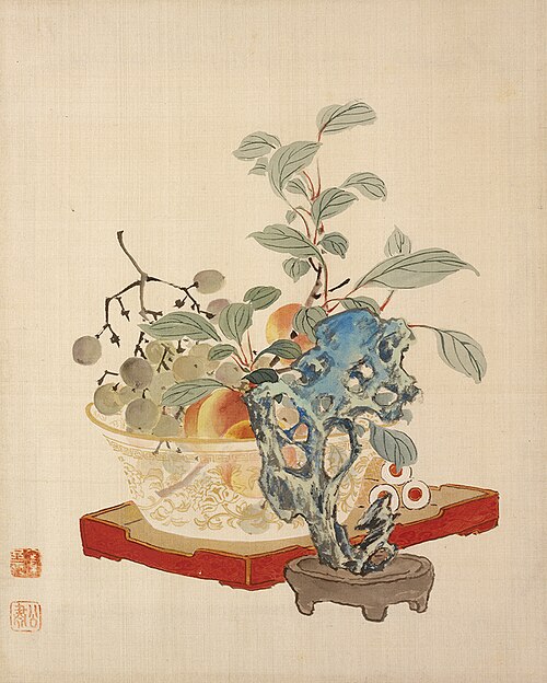Fruit and a Taihu Rock, 1873, Mori Kansai