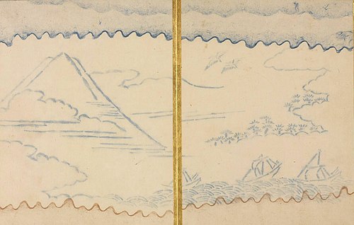 Mt. Fuji with Cranes and Fishing Boats, 1873, Mori Kansai