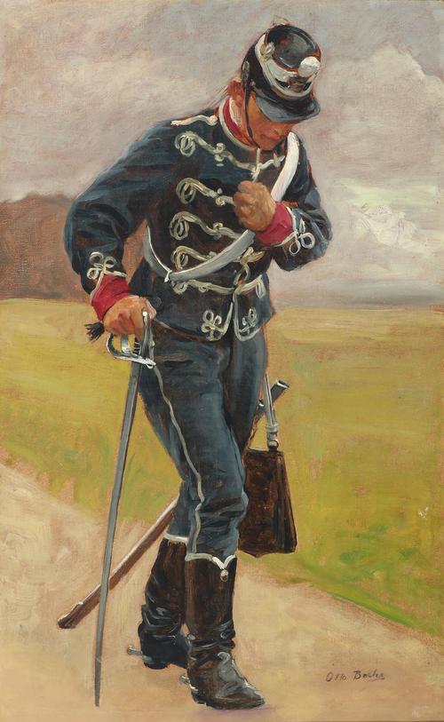 A wounded hussar. Study., 1900, Otto Bache