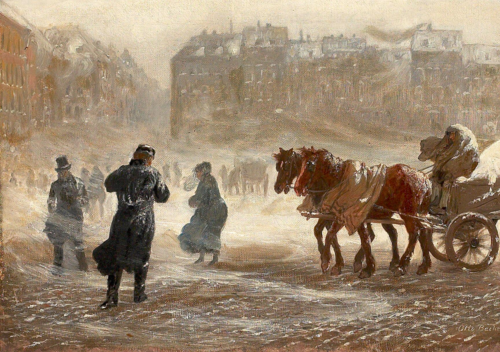 Snowstorm at Kongens Nytorv., 1892, Otto Bache