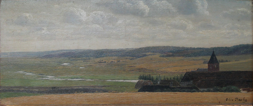 Landscape with a village in the summer., 1892, Otto Bache