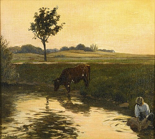 Evening at the lakeside., 1892, Otto Bache