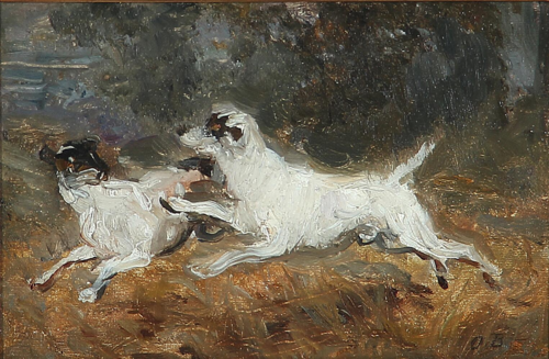Two dogs running, 1892, Otto Bache