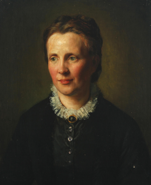 Portrait of a young woman, presumably the artist's wife Clara., 1892, Otto Bache
