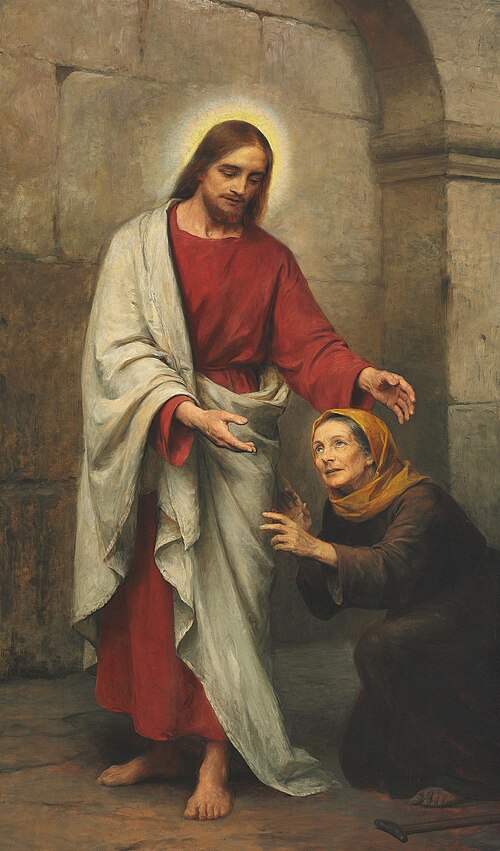 Christ and the bleeding woman., 1902, Otto Bache