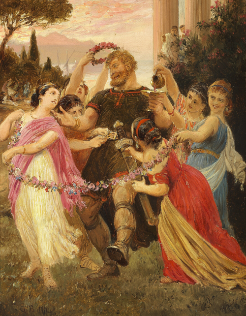 From the ballet Valkyrien. Bjørn is dancing with female elves., 1872, Otto Bache