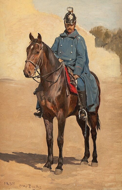 Cavalryman in a blue coat., 1885, Otto Bache