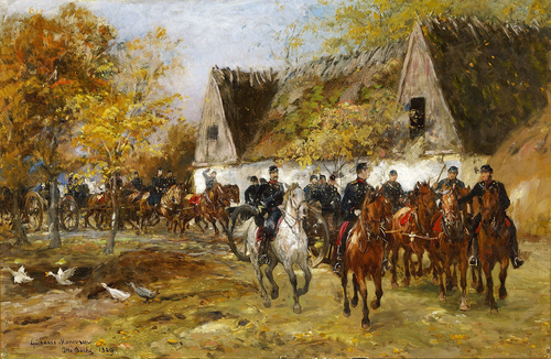 Military exercise in the autumn., 1889, Otto Bache