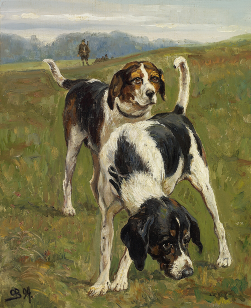 Hunting dogs on the job, 1894, Otto Bache