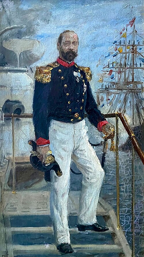 Prince Valdemar leaving the cruiser Valkyrien on its return from East Asia., 1900, Otto Bache