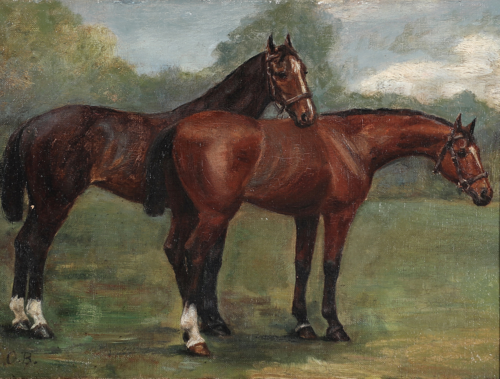 Two horses in a field., 1892, Otto Bache