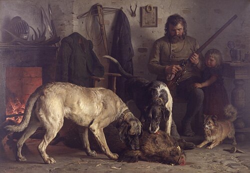 After the Boar Hunt., 1876, Otto Bache