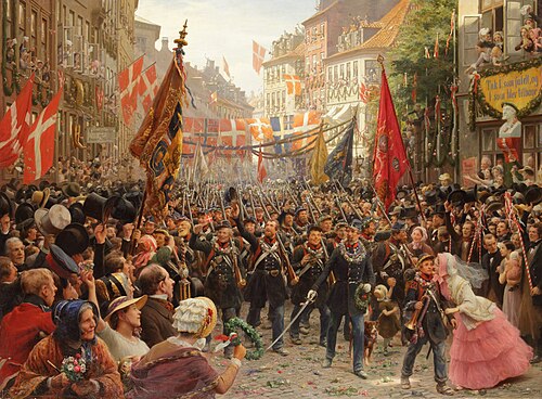 Danish soldiers return to Copenhagen, 1849, 1894, Otto Bache