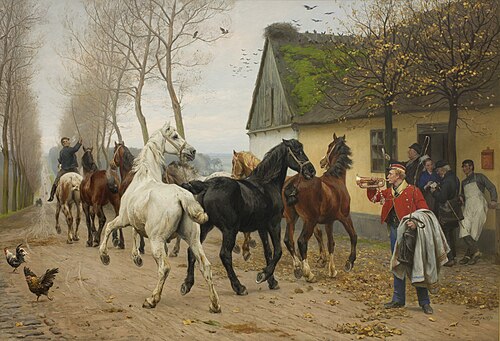 A String of Horses Outside an Inn, 1878, Otto Bache