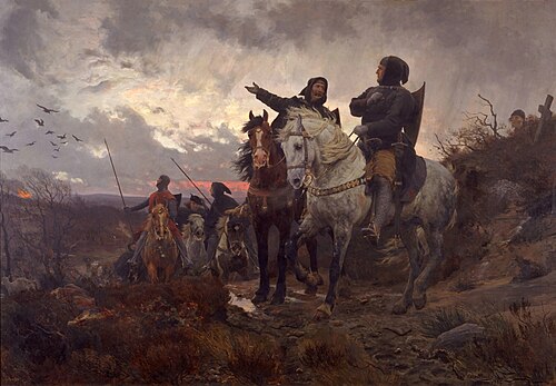 Les conspirateurs de Finderup en voiture après l'assassinat d'Erik Klipping St. sur Cecilia 1286, 1882, Otto Bache