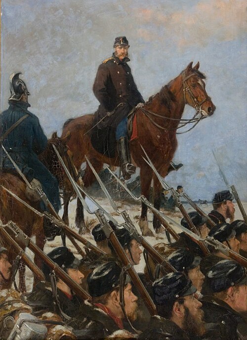 Colonel Max Müller at Sankelmark lake on February 6, 1864. Study, 1886, Otto Bache