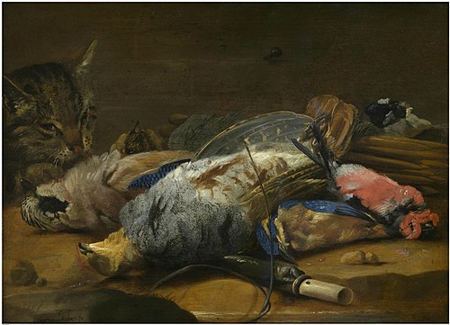Cat and dead fowl, 1650, Christian Luycks
