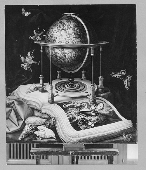 Still life with book and sky globe, 1646, Christian Luycks