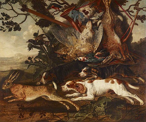 Harriers chasing a Hare, 1645, Christian Luycks