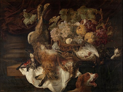 Still Life with a Dog and a Cat, 1650, Christian Luycks