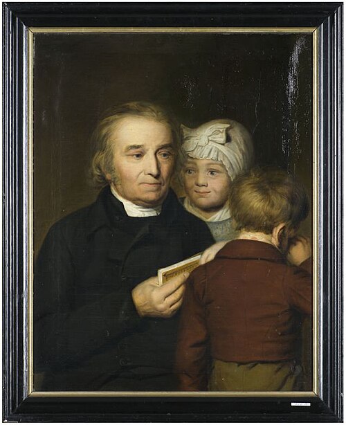 Portrait of an unknown man with two children, 1825, Tjeert Eernstman