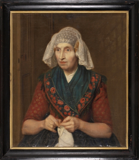 Portret van breiende vrouw, 1829, Tjeert Eernstman